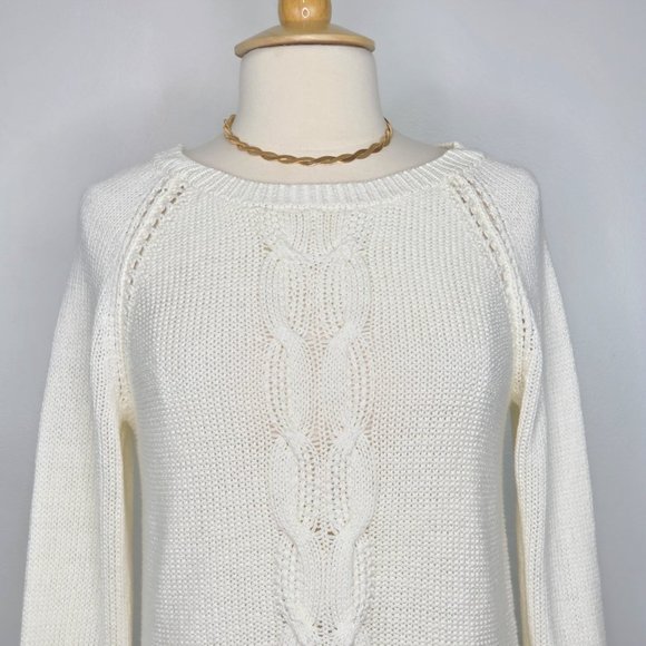 Apt. 9 Cream Cable Knit Mixed Knit Sweater Size L - Picture 2 of 12